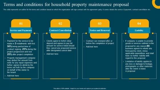 Terms And Conditions For Household Property Maintenance Proposal Designs PDF