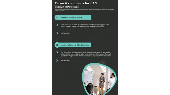 Terms And Conditions For LAN Design Proposal One Pager Sample Example Document