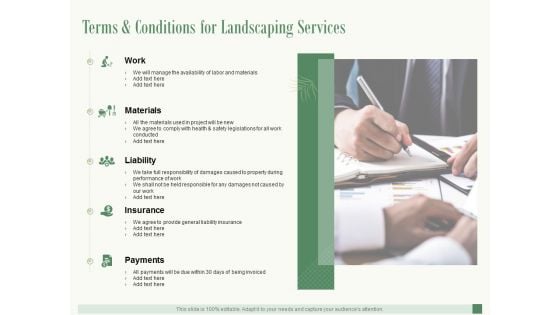 Terms And Conditions For Landscaping Services Ppt PowerPoint Presentation Pictures Elements