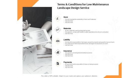 Terms And Conditions For Low Maintenance Landscape Design Service Ppt PowerPoint Presentation Model Gallery