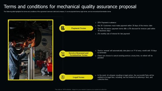 Terms And Conditions For Mechanical Quality Assurance Proposal Ppt Slides Slideshow PDF
