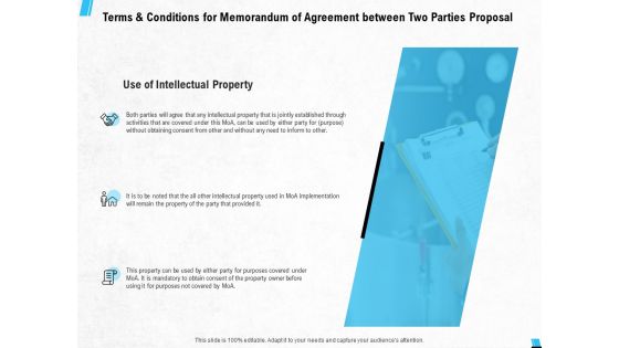 Terms And Conditions For Memorandum Of Agreement Between Two Parties Proposal Ppt PowerPoint Presentation Icon Diagrams