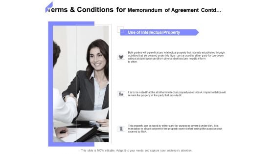 Terms And Conditions For Memorandum Of Agreement Contd Ppt PowerPoint Presentation Inspiration Demonstration