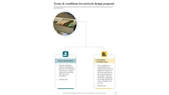 Terms And Conditions For Network Design Proposal One Pager Sample Example Document