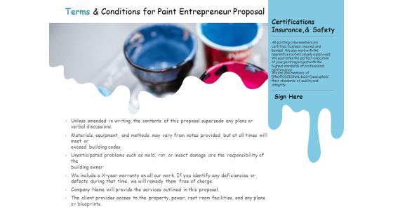 Terms And Conditions For Paint Entrepreneur Proposal Ppt Outline Background PDF