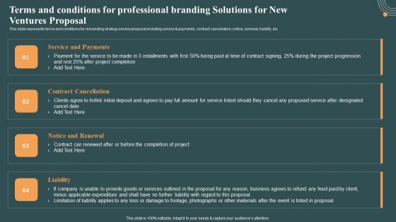 Terms And Conditions For Professional Branding Solutions For New Ventures Proposal Designs PDF