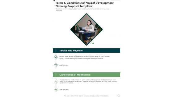 Terms And Conditions For Project Development Planning Proposal Template One Pager Sample Example Document Terms And Conditions For Project Development Planning Proposal Template One Pager Sample Example Document