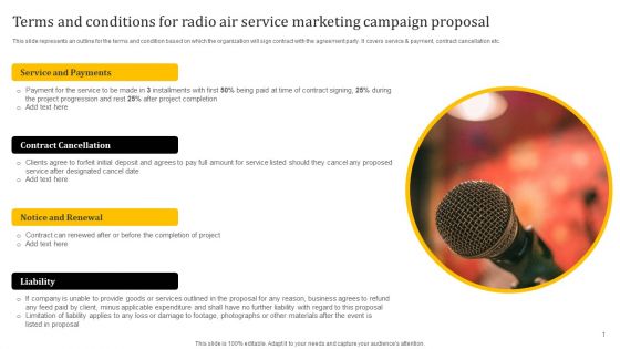 Terms And Conditions For Radio Air Service Marketing Campaign Proposal Pictures PDF