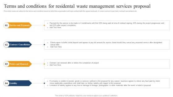 Terms And Conditions For Residental Waste Management Services Proposal Pictures PDF