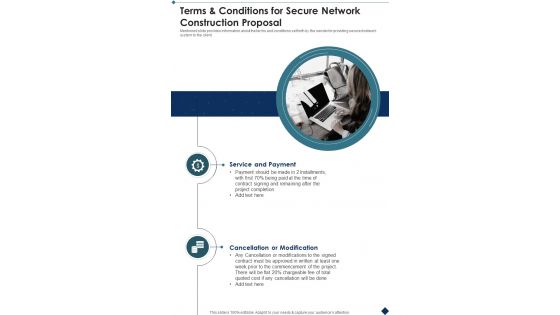 Terms And Conditions For Secure Network Construction Proposal One Pager Sample Example Document