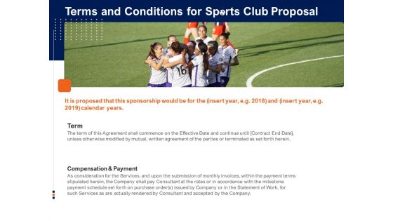 Terms And Conditions For Sports Club Proposal Ppt PowerPoint Presentation Icon Design Templates PDF