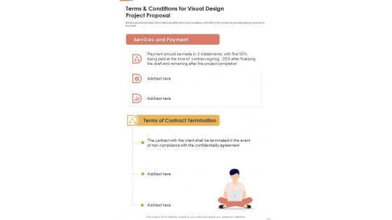 Terms And Conditions For Visual Design Project Proposal One Pager Sample Example Document