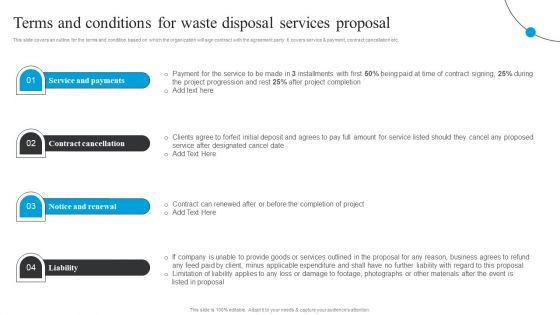 Terms And Conditions For Waste Disposal Services Proposal Ppt Portfolio Graphics Pictures PDF
