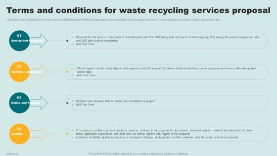 Terms And Conditions For Waste Recycling Services Proposal Ppt Infographics Clipart PDF Terms And Conditions For Waste Recycling Services Proposal Ppt Infographics Clipart PDF