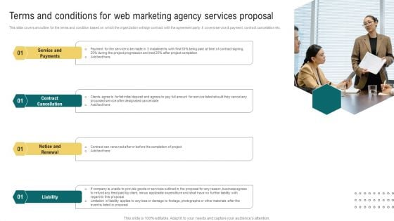 Terms And Conditions For Web Marketing Agency Services Proposal Ppt Gallery Objects PDF