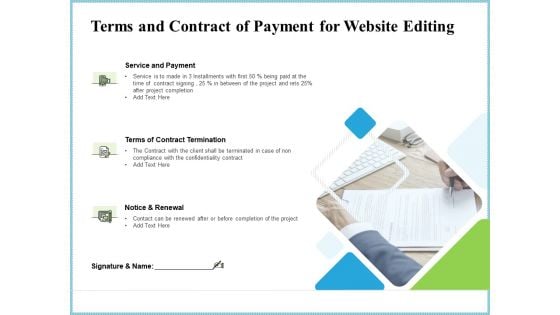 Terms And Contract Of Payment For Website Editing Ppt Professional Diagrams PDF