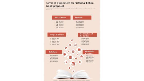Terms Of Agreement For Historical Fiction Book Proposal One Pager Sample Example Document