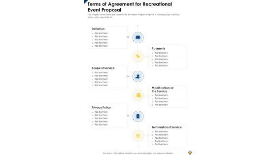 Terms Of Agreement For Recreational Event Proposal One Pager Sample Example Document
