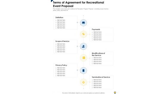 Terms Of Agreement For Recreational Event Proposal One Pager Sample Example Document