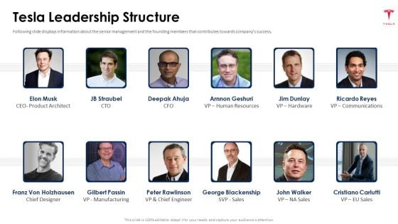 Tesla Capital Raising Elevator Tesla Leadership Structure Ppt PowerPoint Presentation Gallery Skills PDF Tesla Capital Raising Elevator Tesla Leadership Structure Ppt PowerPoint Presentation Gallery Skills PDF