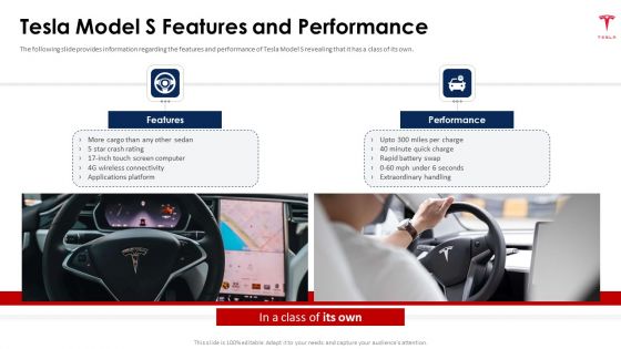 Tesla Capital Raising Elevator Tesla Model S Features And Performance Ppt PowerPoint Presentation Gallery Example PDF