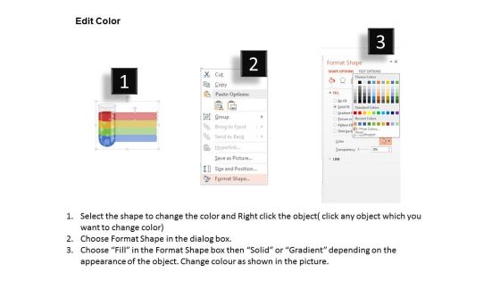 Test Tube With Four Tags And Icons Powerpoint Template