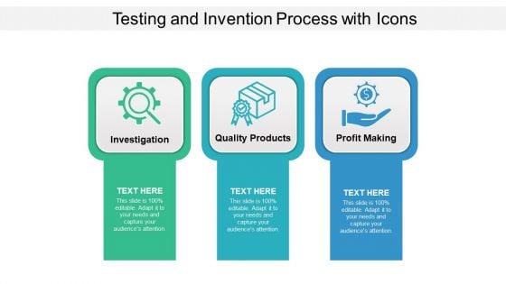 Testing And Invention Process With Icons Ppt PowerPoint Presentation Gallery Template PDF