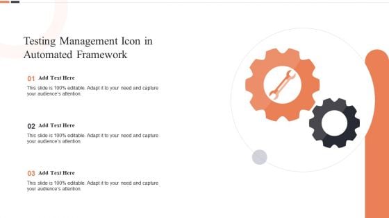 Testing Management Icon In Automated Framework Ppt Show Samples PDF