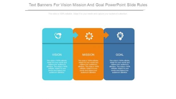 Text Banners For Vision Mission And Goal Powerpoint Slide Rules