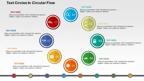 Text Circles In Circular Flow Powerpoint Templates