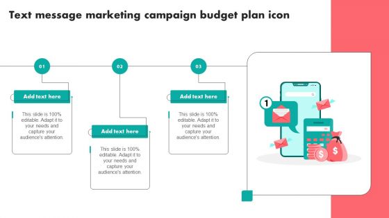 Text Message Marketing Campaign Budget Plan Icon Demonstration PDF