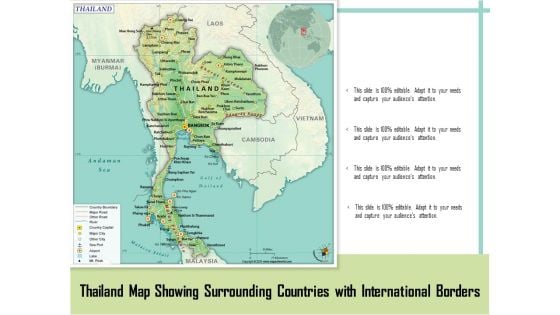 Thailand Map Showing Surrounding Countries With International Borders Ppt PowerPoint Presentation File Portfolio PDF
