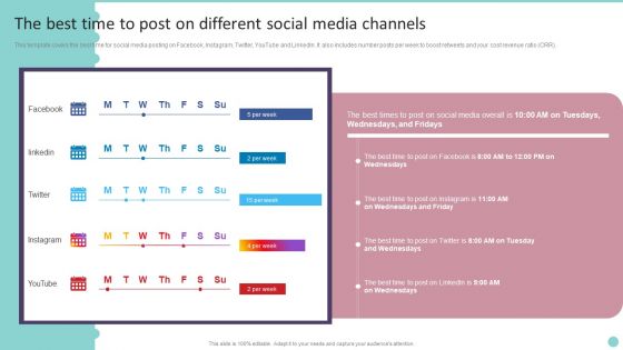The Best Time To Post On Different Social Media Channels Playbook For Promoting Social Media Brands Pictures PDF