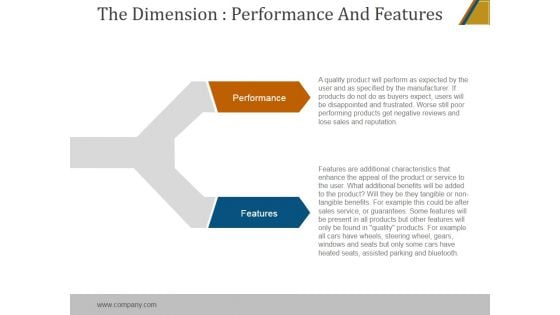 The Dimension Performance And Features Ppt PowerPoint Presentation Clipart