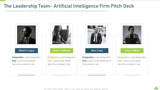 The Leadership Team Artificial Intelligence Firm Pitch Deck Microsoft Pdf