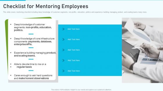 The Optimum Human Capital Strategic Tools And Templates Checklist For Mentoring Employees Themes PDF