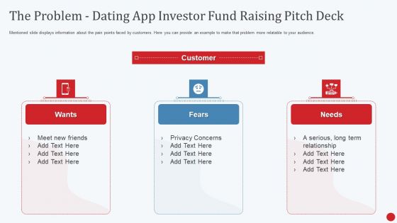 The Problem Dating App Investor Fund Raising Pitch Deck Topics PDF