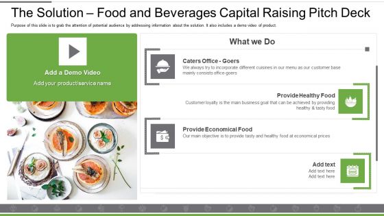 The Solution Food And Beverages Capital Raising Pitch Deck Guidelines PDF