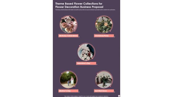 Theme Based Flower Collections For Flower Decoration Business One Pager Sample Example Document