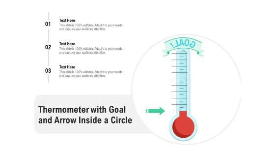 Thermometer With Goal And Arrow Inside A Circle Ppt PowerPoint Presentation Gallery Shapes PDF