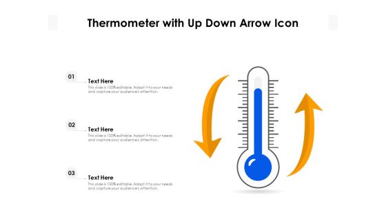 Thermometer With Up Down Arrow Icon Ppt PowerPoint Presentation File Templates PDF