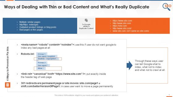 Thin Bad And Duplicate Content In Google Search Console Training Ppt