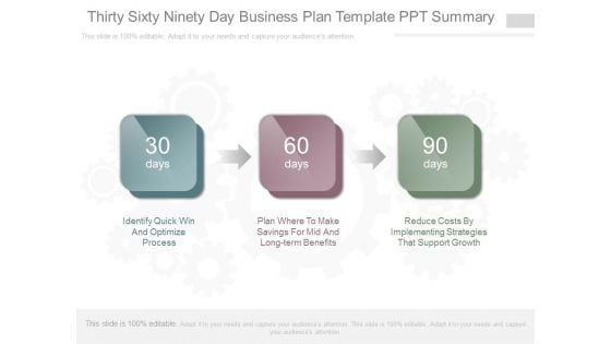 Thirty Sixty Ninety Day Business Plan Template Ppt Summary