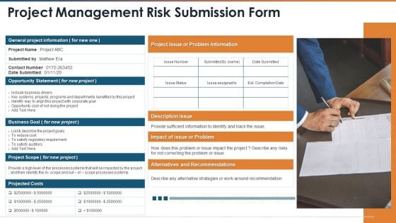 Threat Administration Bundle Project Management Risk Submission Form Structure PDF