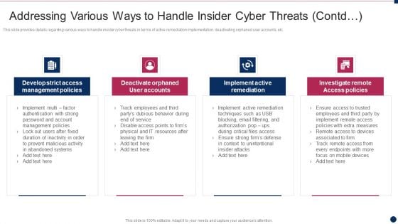 Threat Management At Workplace Addressing Various Ways To Handle Insider Cyber Threats Mockup Pdf Threat Management At Workplace Addressing Various Ways To Handle Insider Cyber Threats Mockup Pdf