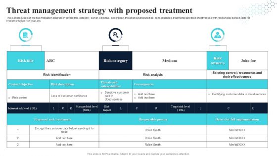 Threat Management Strategy With Proposed Treatment Structure PDF Threat Management Strategy With Proposed Treatment Structure PDF