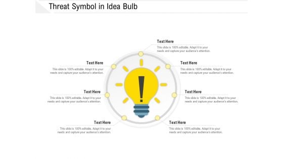 Threat Symbol In Idea Bulb Ppt PowerPoint Presentation Gallery Infographic Template PDF