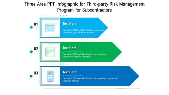 Three Area Ppt Infographic For Third Party Risk Management Program For Subcontractors Ppt PowerPoint Presentation Gallery Gridlines PDF