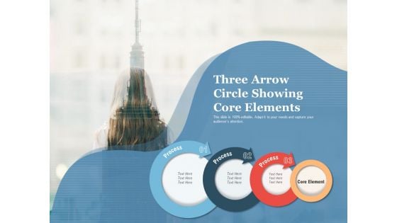 Three Arrow Circle Showing Core Elements Ppt PowerPoint Presentation Inspiration Template PDF