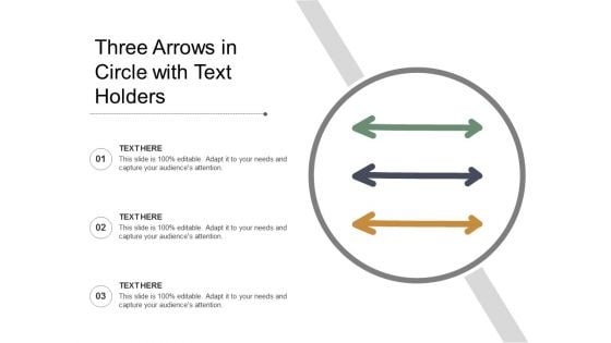 Three Arrows In Circle With Text Holders Ppt PowerPoint Presentation Show Icon